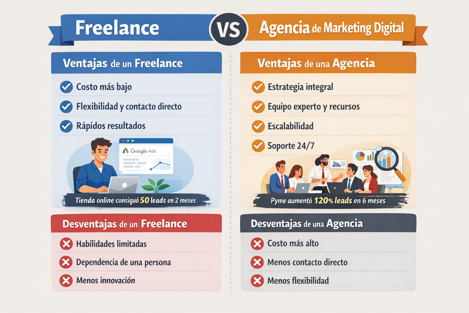 agencia de marketing digital vs freelance